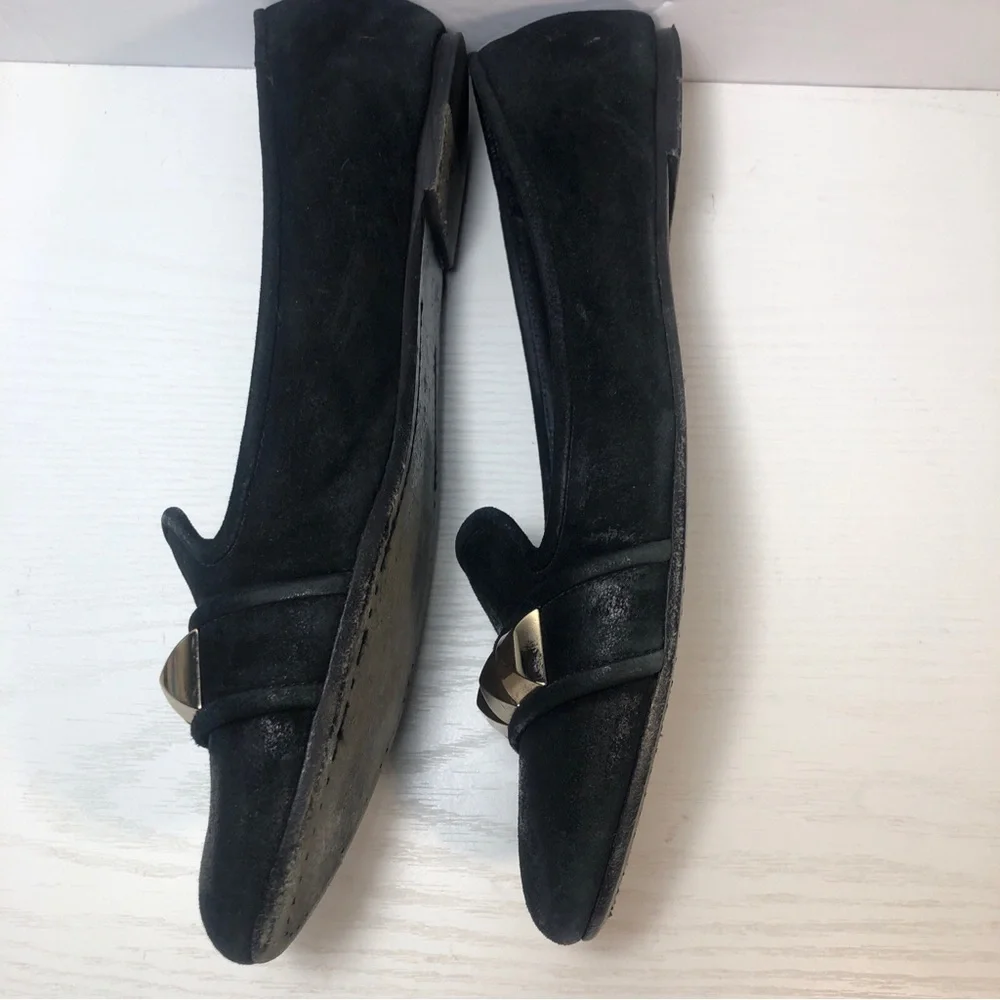 Tory Burch Black Asher Leather Flats Womens 9.5  Ballet Style Loafers